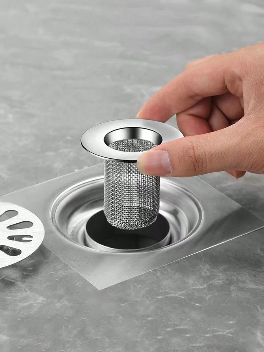 1pc Stainless Steel Drain Cover For Bathroom, With Hair & Debris Catching Function Home Bathroom Decor Fall Decor Back To School