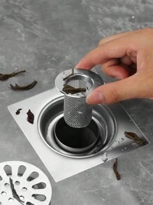 1pc Stainless Steel Drain Cover For Bathroom, With Hair & Debris Catching Function Home Bathroom Decor Fall Decor Back To School