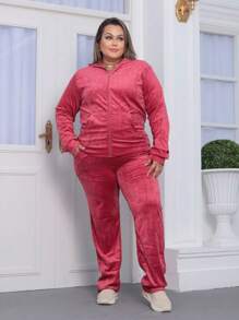 Plus Size Co-Ords - Rusty Rose - View 1