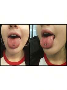 Piercing 100% Titânio Dourado Barbell Língua Hipoalergênico - Ouro amarelo - Visão 3