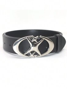 1件黑色时尚新款原创设计双残月十字星扣头带，配S形裙摆，时尚系带腰带，休闲、校园夏季、商务、男友丈夫父亲男士礼物、日常穿着、时尚、青少年、户外、度假、运动、旅行、街头、波西米亚风、复古秋季、万圣节秋冬配饰，适合青少年、青年、男士、休闲、户外、运动、度假、毕业礼物、生日、日常穿着 - 黑色 - 查看 5