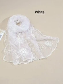 1条女士多色刺绣花卉围巾，春夏秋季皆宜，时尚甜美，遮阳防尘，度假/日常披肩，波西米亚风，情人节礼物 - 彩色 - 查看 21