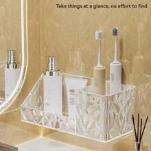 Diamond-Patterned Mirror Cabinet Wall-Mounted Storage Box Without Drilling, White