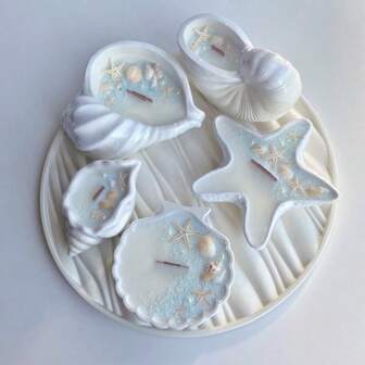 Seashell, Starfish, Shell Planter Molds, Succulent Flowerpot Decor, Storage Jars, Gypsum, Cement, Candle Wax, Silicone Molds For DIY Ocean-Themed Crafts, Wave Tray Molds