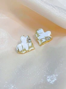 Brincos de Botão com Decoração de Strass em Formato de Coração, Dia dos Namorados, Dia da Mãe, Presente