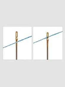 12 Piezas/paquete Aguja De Coser A Mano, Con Agujero En El Filo De La Aguja, Apertura Lateral Con Hilo Dorado, Herramienta De Bricolaje - Multicolor - Ver 3