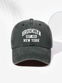 1 gorra unisex de béisbol vintage con estampado de letras de Brooklyn, ajustable, adecuada para usar a diario y al aire libre en la calle - A - Ver 16