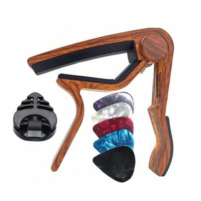 7pcs Guitar Capo for Acoustic and Electric Guitars with 5 Picks for Free and 1 holder, Rose Wood