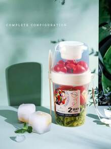 1 件白色沙拉搖壺、2 層沙拉杯、早餐外帶杯、優格外帶杯、帶叉子的麥片杯、隔夜燕麥容器、可重複使用便攜式優格零食容器、水果和蔬菜零食杯 - 白色 - 查看 5