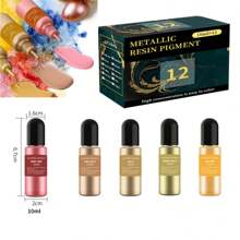 金屬酒精墨水套裝 - 包含12支金屬色酒精墨水,適用於環氧樹脂藝術、繪畫 - 高濃縮閃爍酒精顏料染料,適用於樹脂培養皿製作、 Yupo、碗杯製作 - 每支10毫升 - 10ml/ color - 查看 3