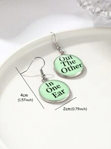 1pair Fun And Amusing Left Ear In And Right Ear Out English Text Design Women's Hook Earrings, Stainless Steel Earrings - Multicolor - View 5