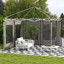 Outsunny Gazebo Side Panels With Zipped Doors And Windows, For 3x3(M) Or 3x6m Pop Up Gazebo, 2 Pack Sides Replacement - Grey - View 1
