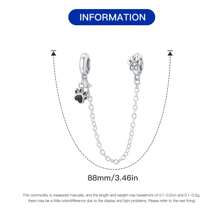 1 件 925 纯银双层可爱宠物爪印链，带硅胶塞，适用于原创手链 - 黑色 - 查看 6