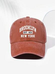 1 gorra unisex de béisbol vintage con estampado de letras de Brooklyn, ajustable, adecuada para usar a diario y al aire libre en la calle - A - Ver 10