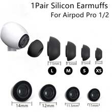 2 piezas de repuesto de puntas de silicona suave negras compatibles con AirPods Pro 1/2 with malla contra el polvo, tamaños L M S XS disponibles para un ajuste talla grande cómodo al canal auditivo