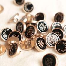 10/20/30入組油滴砂金葉紋裝飾塑料扣子,適用於針織開衫、襯衫、外套和diy服飾配件 - 黑色 - 查看 3