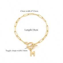 1 Miếng Nóng Cổ điển Thép không gỉ Ban đầu Chuỗi vòng tay NỮ Cho bữa tiệc - Vàng - Xem 2