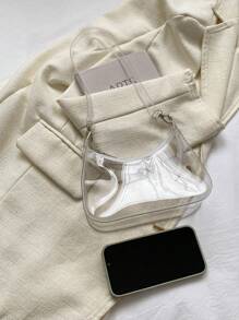 夏季简约休闲女士透明PVC纯色单肩腋下包防水防沙透明包沙滩运动野餐零食透明钱包女