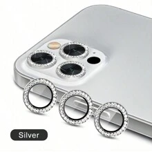 6in1 [3Pcs Purple Screen Glass + 3Pcs Bling Rhinestone Metal Lens] Anti-Blue Light Privacy Screen Protector Compatible With IPhone 15 11 12 13 14 Pro Max Camera Len Protective Glass Compatible With IPhone 15 14 Plus 13 12 Mini - Multicolor - View 4