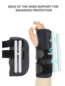 AOLIKES 1pc Black Steel Plate Supported Wrist Wrap For Sports Injuries With Detachable Fixing Plate & Pressure Bands For Palm Protection - Black - View 3