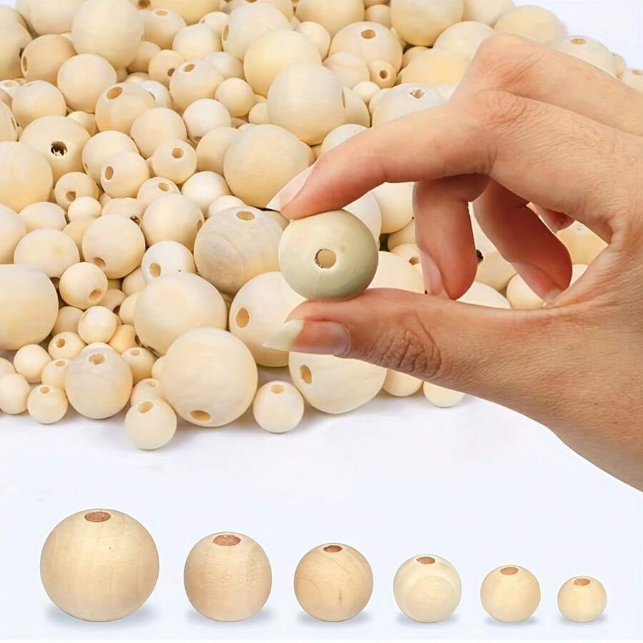 100入組6-25mm木珠,適用於珠寶製作diy花環,家庭/農舍裝飾,創意手工藝品用品 - 原木色 100Pcs - 查看 1