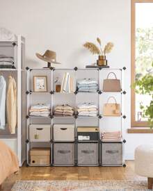 SONGMICS Cube Storage Organizer, 16-Cube Book Shelf, Closet Organizers And Storage, Room Organization, Cube Shelving For Bedroom Living Room - 無色 - 查看 1
