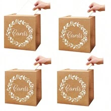 Kraft Paper Box Wedding Gift Mailbox Cardboard Receiving Money Box Stand For Wedding Reception, Baby Shower, Anniversary Birthday Party, Graduation Table Centerpiece Decoration - Kraft Paper Color - View 9