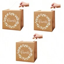 Kraft Paper Box Wedding Gift Mailbox Cardboard Receiving Money Box Stand For Wedding Reception, Baby Shower, Anniversary Birthday Party, Graduation Table Centerpiece Decoration - Kraft Paper Color - View 8