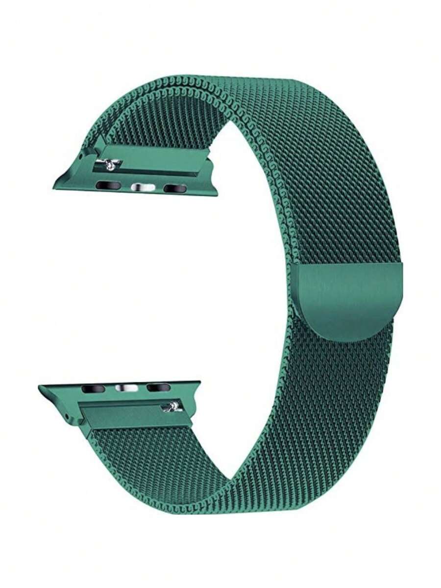 Pulseira Milanese Aço Metal Magnetico Fecho 38mm 40mm 42mm 44mm 45mm  X8 Iwo 12 13 16 Top - Verde Escuro - Visão 1