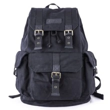 Gootium Canvas Backpack Rucksack Vintage Style Casual Daypack, Unisex - Black - View 1