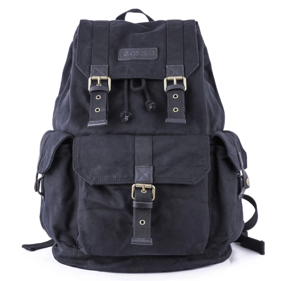 Gootium Canvas Backpack Rucksack Vintage Style Casual Daypack, Unisex - Black - View 1