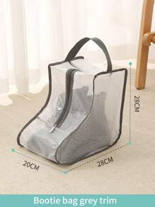 1 Miếng Cạnh Bảo quản giày Với dây kéo , Trong suốt PVC Làm Việc  Du lịch Chống bụi , Chống ẩm , Và Khuôn Chống lại Giày Cái túi - cạnh màu xám - Xem 3