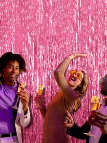 1 tấm rèm phông nền bằng dây kim loại trang trí tiệc Giáng sinh nhiều màu, trang trí sự kiện chụp ảnh tua rua bằng lá nhôm, phông nền tiệc tốt nghiệp Bachelorette màu hồng ngày lễ tình nhân - Nhiều màu - Xem 4