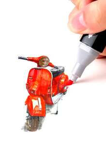 80 piezas de plumones rotuladores de base alcohol, con doble punta biselada y punta fina, para los amantes del dibujo y la ilustración, estudiantes y artistas, Incluye estuche. - Multicolor - Ver 8