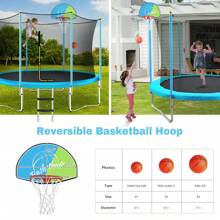 8FT Trampoline For Kids With Safety Enclosure Net, Basketball Hoop And Ladder, Easy Assembly Round Outdoor Recreational Trampoline - Blue - View 6