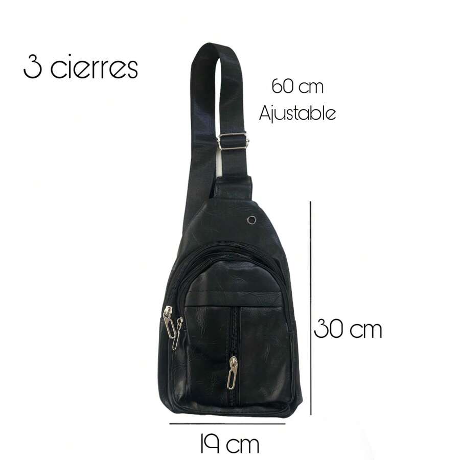 Bandolera para hombre / Mariconera de vinipiel - Negro - Ver 1