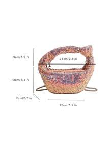 MINGHONG 1pc Sequin Tote Bag For Beach Vacation, Spring/Summer Women's Daily Use - Pink - View 2