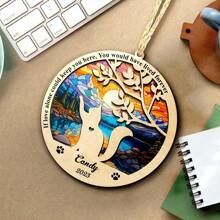 1入自訂狗/貓追憶太陽晶鑽飾品,可個性化寵物追憶裝飾,選擇貓款式和背景,適用於復古家飾,宠物纪念礼物,悼念禮物 - 彩色壓克力 - 查看 4