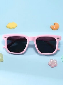 1 chiếc kính thời trang gọng vuông Unisex trẻ em, ngoài trời - Hồng - Xem 6