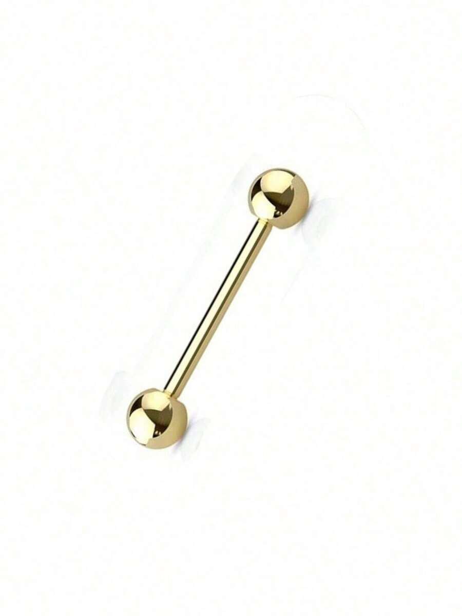 Piercing 100% Titânio Dourado Barbell Língua Hipoalergênico - Ouro amarelo - Visão 1