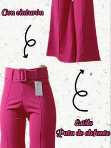 Pantalón pata de elefante - Rosa Fucsia - Ver 3