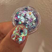 6 hộp bột nhũ móng tay Holographic, nghệ thuật làm móng, vảy kim loại sáng bóng, bộ nhũ móng tay màu vàng để trang trí nghệ thuật móng tay - Nhiều màu - Xem 4