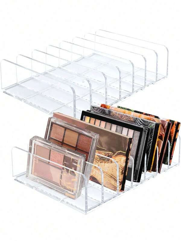 1pc Clear Acrylic 7-Grid Eyeshadow Tray Cosmetic Organizer Storage Box Desktop Dressing Table Display Stand