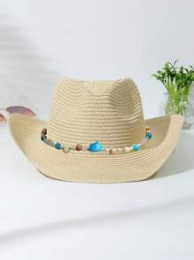 1頂款式適合男女穿戴的藍松石裝飾波西米亞牛仔女帽、沙灘帽、遮陽帽,適用於派對聚會 - 多色4 - 查看 13