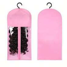 1PC Hair Extensions Storage Bag With Hanger Hair Extension Holder Wig Storage Bag Wig Bag Perfect For Travel - Purple - View 2