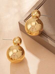2入組豪華＆復古＆極簡＆多用途＆輕奢＆時尚＆潮流金色球形耳環(女款),適用於假期、節日、派對、婚禮、購物、工作等場合 - 耳環 - 查看 9