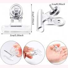 30pcs/Set Transparent Thumb Tacks & Clips, Bull Dog Shaped Transparent Thumb Tacks & Clips, Plastic Push Pins & Clips For Board, Bulletin Board And Photo Wall (30mm) - Transparent - View 2