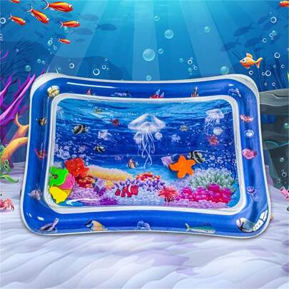 1/2pcs Inflatable Clap Pad For Children, Baby Water Mat With Floating Toys, PVC Ocean Fish Design Splash Pad Toy