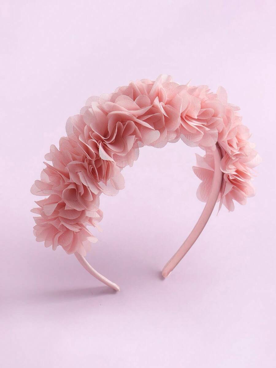 1pc Pink Flower Headband For Weddings, Parties Boho Tiaras Pink Accessories,Hairband,Hair Hoop Headbands - Pink - View 1