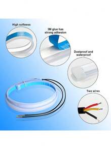 GLANBERT 2入組30/45/60cm柔軟led汽車前燈,薄型條形序列轉向信號drl燈 - 白黃 - 查看 11